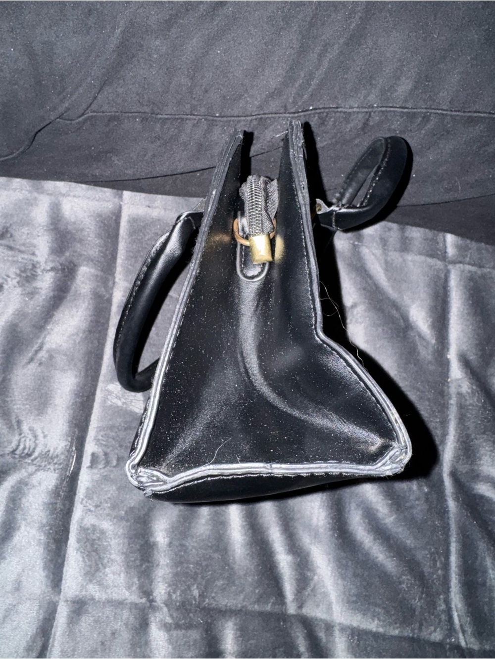 Structured Black Top-Handle Satchel - Picture 4 of 9